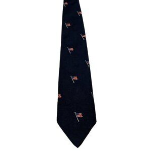 Vintage 615 Collection USA Tie American Flag Woven Navy Blue Men's Necktie